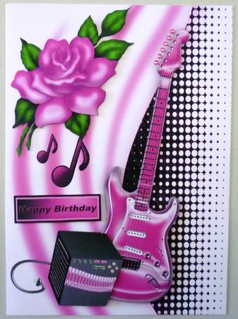 Pink Rose, with Pink Guitar and Amplifier by Michelle Chivers
