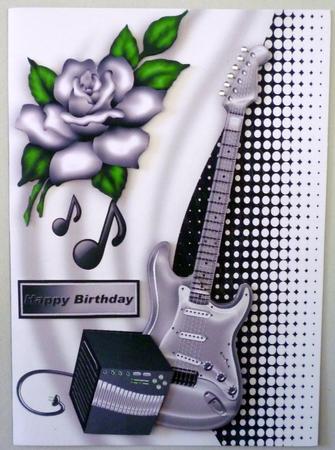 Silver Guitar with Amplifier and Silver Rose by Michelle Chivers