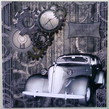Steampunk Vintage Car 8 x 8 Card Front by Michelle Chivers