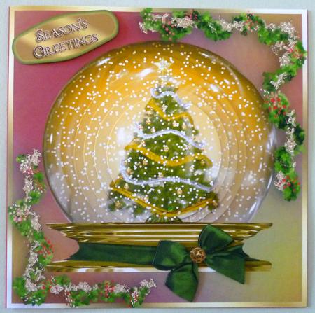Christmas Tree Snow Globe Pyramid Card by Michelle Chivers