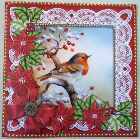 Red Robin Red Poinsettia 8in Decoupage Step by Step by Michelle Chivers