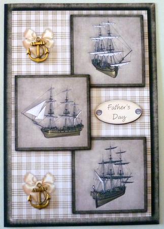 Vintage Ship Three Square Quick Card by Michelle Chivers