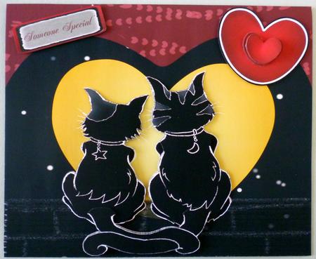 Romantic Cats in Moonlight-quick Card by Michelle Chivers