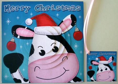 Xmas Milly Moo Cow Circle Pyramage Topper by Michelle Chivers