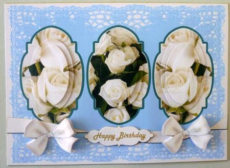 White Roses,ribbon and Bows Blue by Michelle Chivers