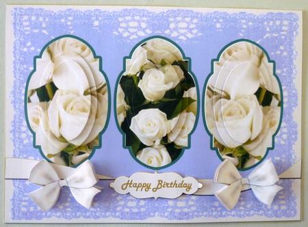 White Roses,ribbon and Bows Lilac by Michelle Chivers
