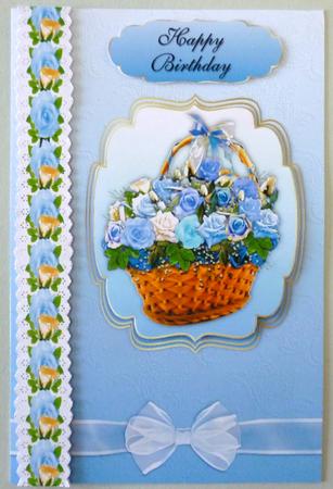Basket of Blue Roses Birthday or Wedding Anniversary by Michelle Chivers