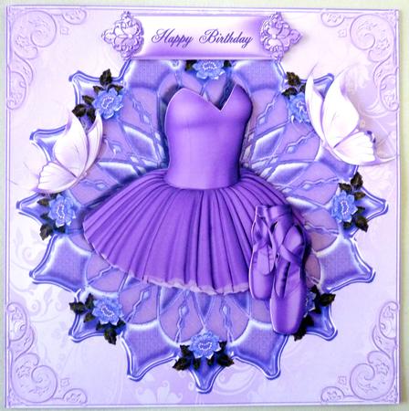 Purple Tutu and Ballet Shoes Card Topper by Michelle Chivers