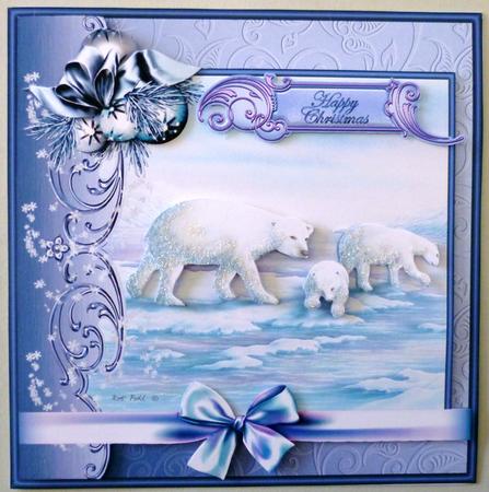 Polar Bears 6x6 Square Card with Decoupage by Michelle Chivers