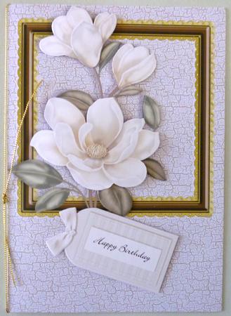 Cream Magnolia Card Front by Michelle Chivers