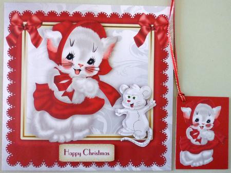 Kitty in a Bonnet, with Cute Little Mouse by Michelle Chivers