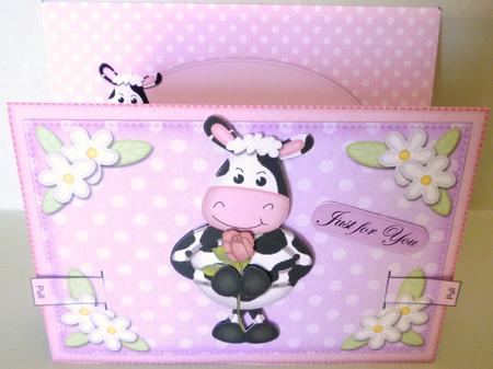3D Milly Moo Cow's Rose Animated Moveable Decoupage Card Kit by Michelle Chivers