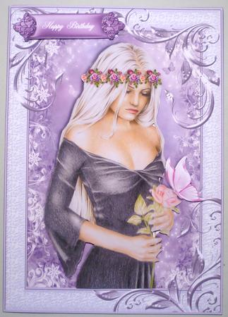 Vintage Lady with Butterfly Card Front by Michelle Chivers