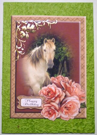 Pink Roses and Horse Birthday A4 Sheet by Michelle Chivers