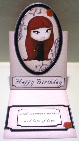 Chibi Vampire Girl Over the Edge Easel Card by Michelle Chivers