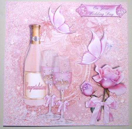 Pink Champagne Wedding/anniversary Card Topper by Michelle Chivers