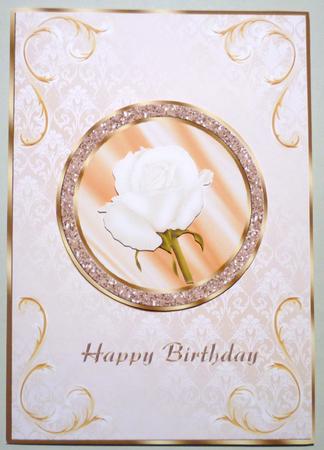 White Rose in Glitter Frame - Birthday by Michelle Chivers