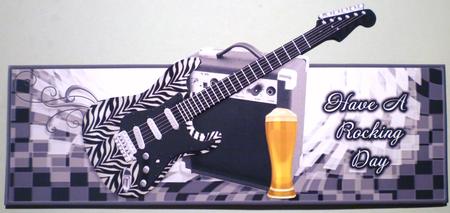 Rock Guitar and Beer Over the Top Large Card by Michelle Chivers