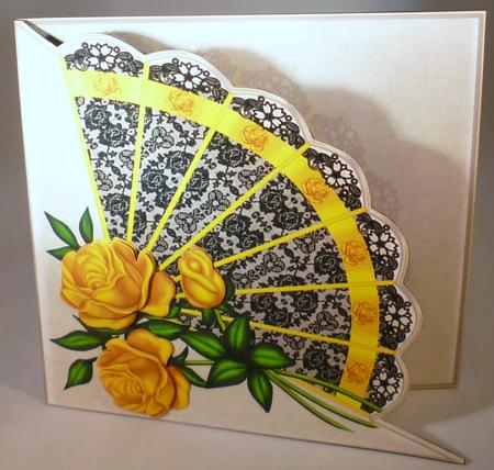 Black and Gold Fan Over the Edge Card by Michelle Chivers