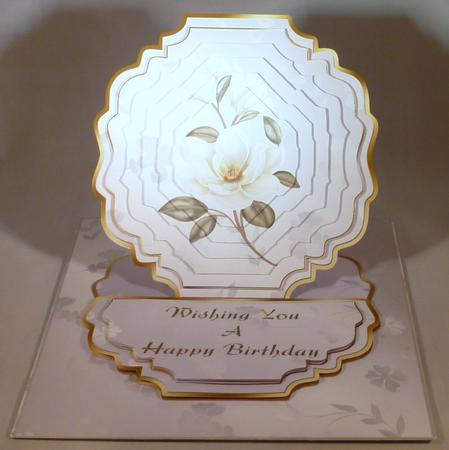 White Magnolias Birthday Easel Card by Michelle Chivers