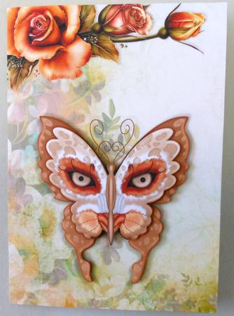 Leopard Butterfly and Roses Card Front by Michelle Chivers