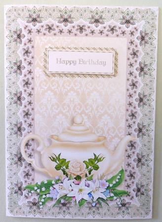 Tea and Lilies Card Front with Decoupage by Michelle Chivers