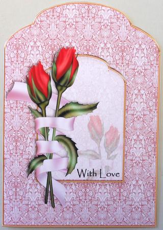 Red Roses with Love Scalloped Top Quick Card by Michelle Chivers