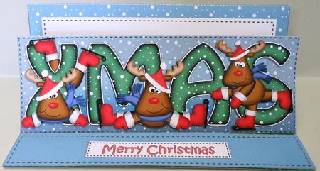 Large Dl Christmas Xmas Rudolph Easel Card Kit by Michelle Chivers