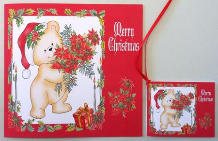 Teddy with Poinsettias by Michelle Chivers