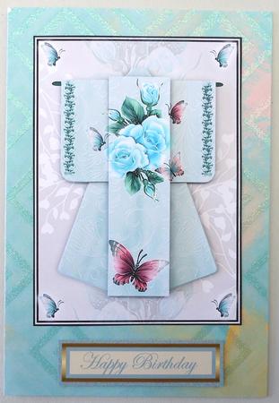 A6 Fantasy Rose Kimono Card in Mint Decoupage by Michelle Chivers