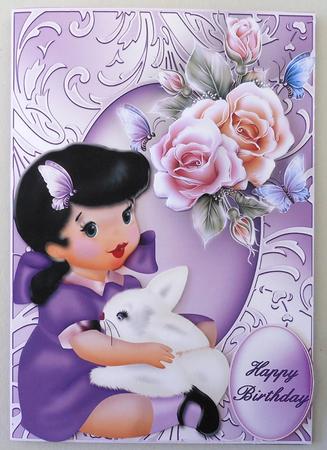 Vintage Style Cute Little Girl in Floral Shimmering Frame by Michelle Chivers