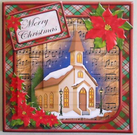 Christmas Night Church Pyramid Square Topper by Michelle Chivers