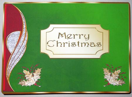 Gold Holly & Plaque Card Front by Michelle Chivers