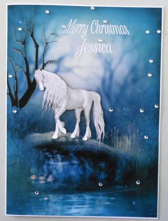 White Horse in Snowflake Frame by Michelle Chivers