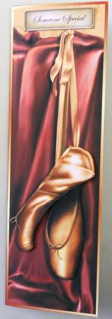 Golden Ballet Shoes Large Dl Card by Michelle Chivers
