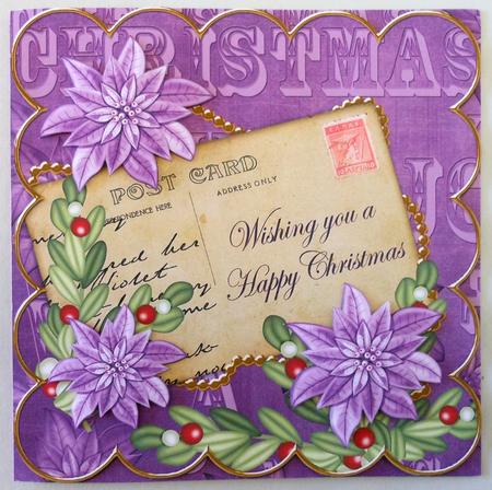 Purple Poin Happy Christmas 8in Extreme Decoupage Cf Kit by Michelle Chivers