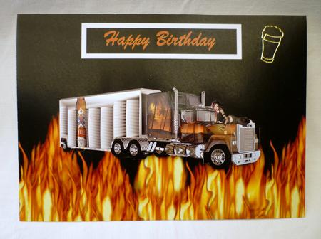 Beer Truck Birthday Card Front by Michelle Chivers