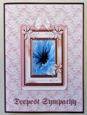 Deepest Sympathy Framed Blue Flower in Lace by Michelle Chivers