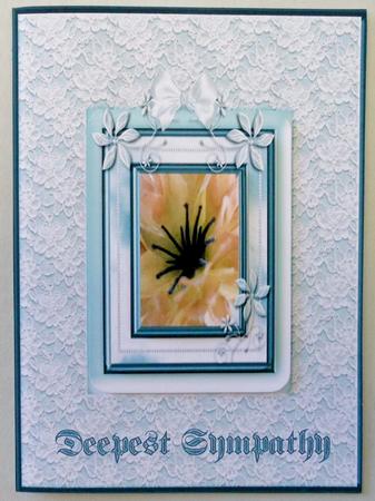 Deepest Sympathy Framed Peach Flower in Lace by Michelle Chivers