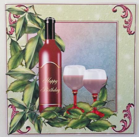 Red Wine and Glasses Card Topper by Michelle Chivers
