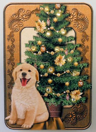 2 Golden Retriever Puppy Christmas Toppers by Michelle Chivers