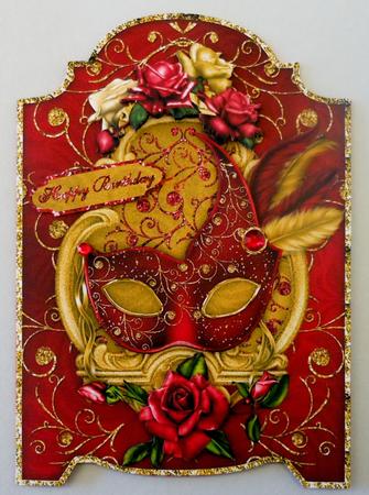 Roses and Feathers Masque Screen Card by Michelle Chivers