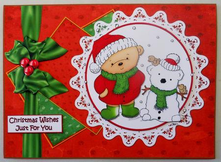 Teds Teddy Snowman Red Quick Card by Michelle Chivers