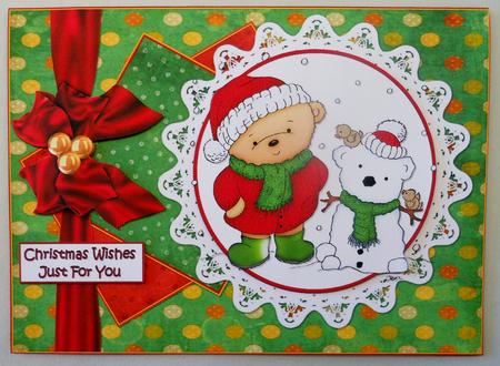 Teds Teddy Snowman Green Quick Card by Michelle Chivers