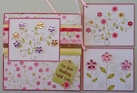 Add Your Own Buttons Pink Square 6inch Card Front by Michelle Chivers