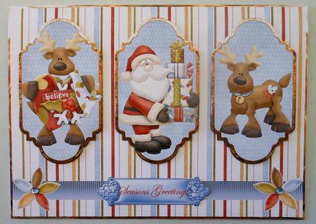 Santa with His Reindeers Panel Card by Michelle Chivers