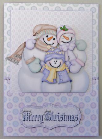 Pastel Snow Family Card Front and Decoupage by Michelle Chivers