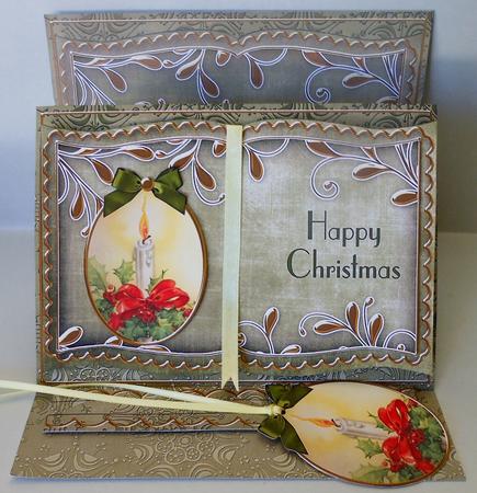 Single Candle Olive Happy Christmas 3D Easel Book Kit by Michelle Chivers