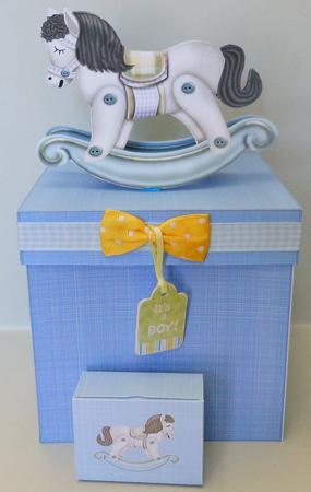 Baby Boy Rocking Horse and Box by Michelle Chivers
