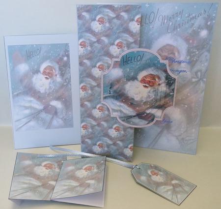 Vintage Hello Santa No Hole Foldback Card by Michelle Chivers